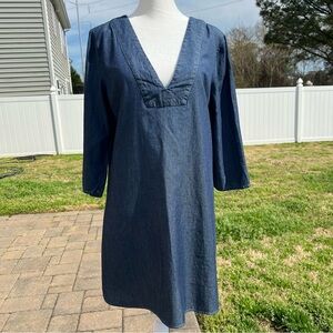 Charlotte Russe Lightweight Denim V-Neck Shift Dress Sz Medium